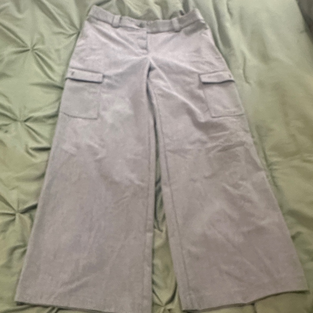 LOFT Gray Wide-Leg Cargo Pants